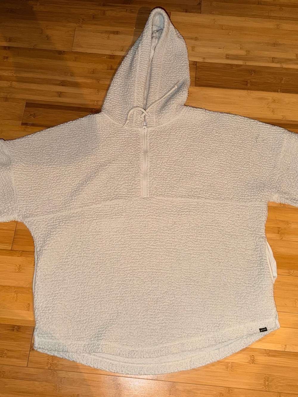 PINK Victoria's Secret Ivory Sherpa Half-Zip Hoodie - Picture 1 of 10